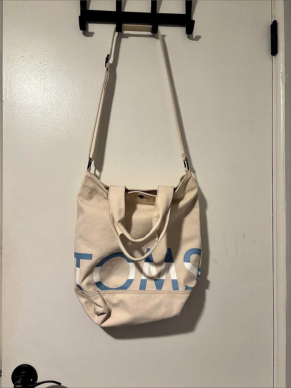 TOMS Compass Canvas Tote Bag in Beige & Blue